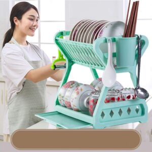 DOITOOL Lid Holder Dish Drying Rack Large Dish Drying Rack with Drainboard Lip Gloss Kit Towel Organizer Towel Drying Rack Dish Drain Rack Dishwasher Bracket 2 Tier Set Cupboard