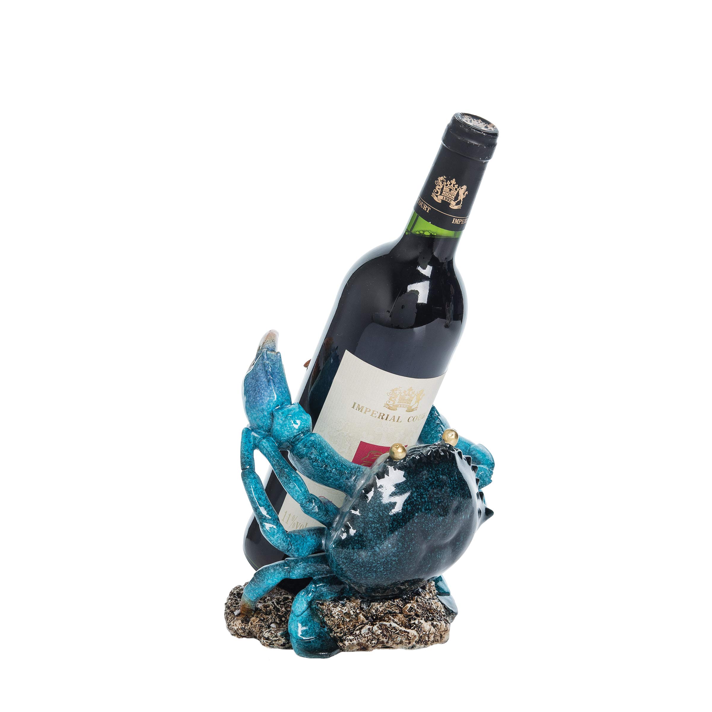 Beachcombers Blue Crab Wine Bottle Holder 7.2 x 7.8 x 6.3 Blue