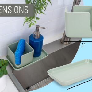 Nat & Jules Kitchen & Bathroom 8 x 4.5 Ceramic Sink Caddy Set of 2 - Stylish Household Essentials for Organization and Storage for Shower, Mudroom, Bath & Kitchen Counter Sink, Sage Green