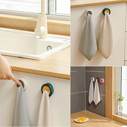 2 Pcs Push Hooks, Kitchen Towel Holder, Home Towel Hook, Innovative Small Towel Hook, Heavy Duty Adhesive Hooks Round Wall Mounted Hanging Towel Hooks, Cabinet, Towel Holder for Bathroom, Kitchen