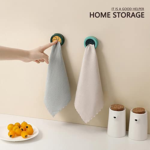 2 Pcs Push Hooks, Kitchen Towel Holder, Home Towel Hook, Innovative Small Towel Hook, Heavy Duty Adhesive Hooks Round Wall Mounted Hanging Towel Hooks, Cabinet, Towel Holder for Bathroom, Kitchen