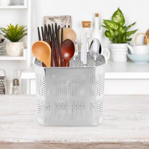 UPKOCH Stainless Steel Utensil Silverware Holder Organizer Drying Rack Basket Holder with Hooks Chopstick Holder for Dishwasher