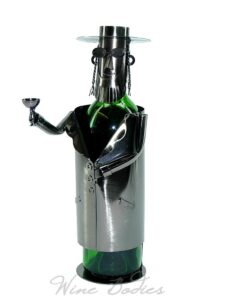wine bodies jew rabbi metal wine bottle holder, charcoal