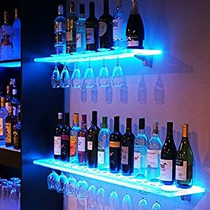 Liquor Bottle Display Shelf, 2 Pack Bar Shelves for Liquor Bottles 36 in Led Bar Shelf Floating Lighted LED Shelves Commercial Illuminated Bar Home Wall Mounted Racks with Remote Control (36)