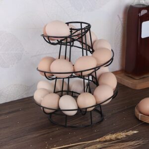 FAMKIT Egg Skelter Dispenser Rack Spiral Design Metal Egg Skelter Freestanding Wire Chicken Egg Storage Organizer Display Holder