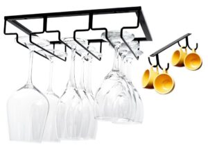 set of 1 wine glass holder and 1 drying mug hook - wine glass rack for easy storage and organization - stylish and sturdy wine glass rack under cabinet - enjoy your wine glass hooks!