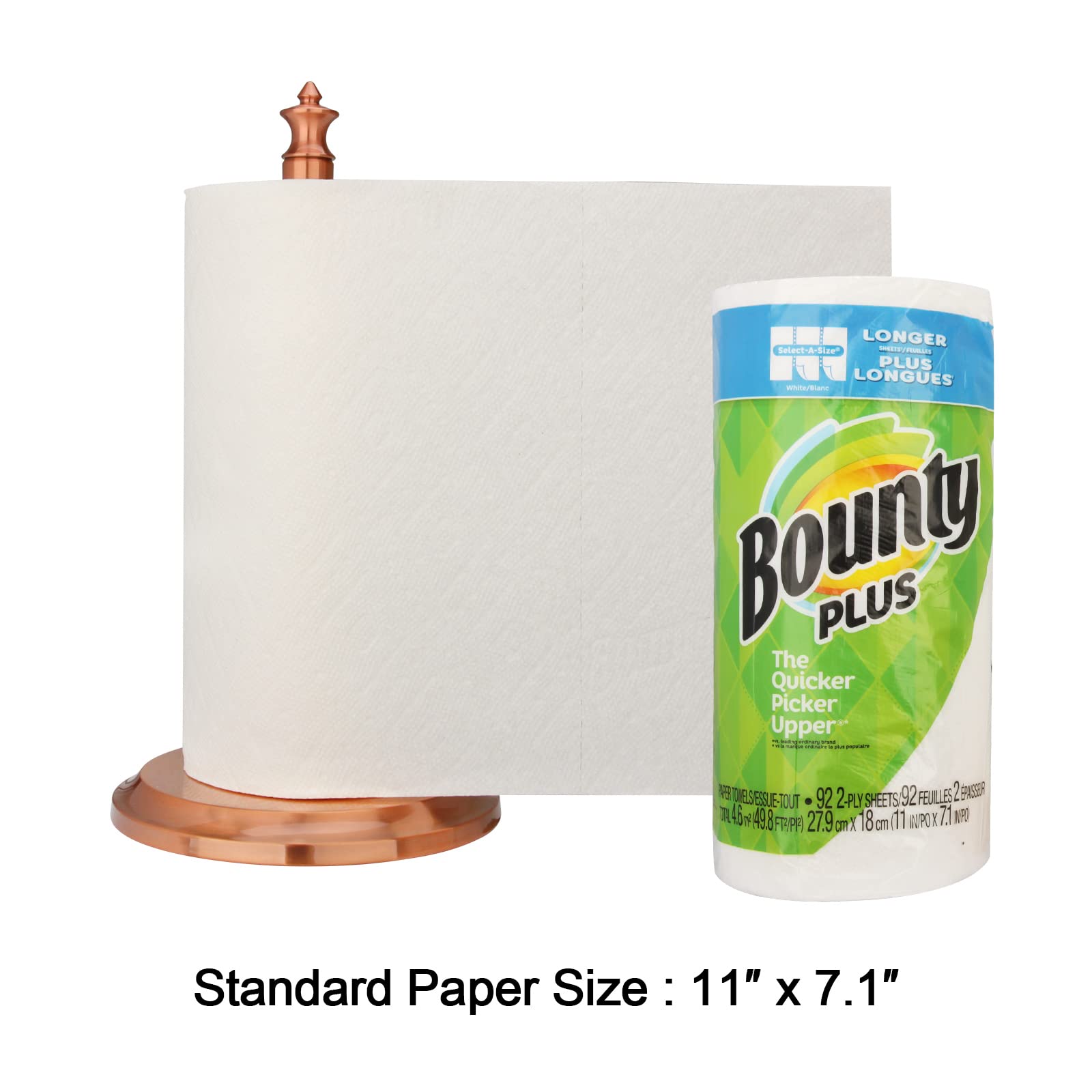 Paper Towel Holder Roll Dispenser Stand for Kitchen Countertop & Dining Room Table 14" Height (Copper)