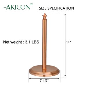 Paper Towel Holder Roll Dispenser Stand for Kitchen Countertop & Dining Room Table 14" Height (Copper)