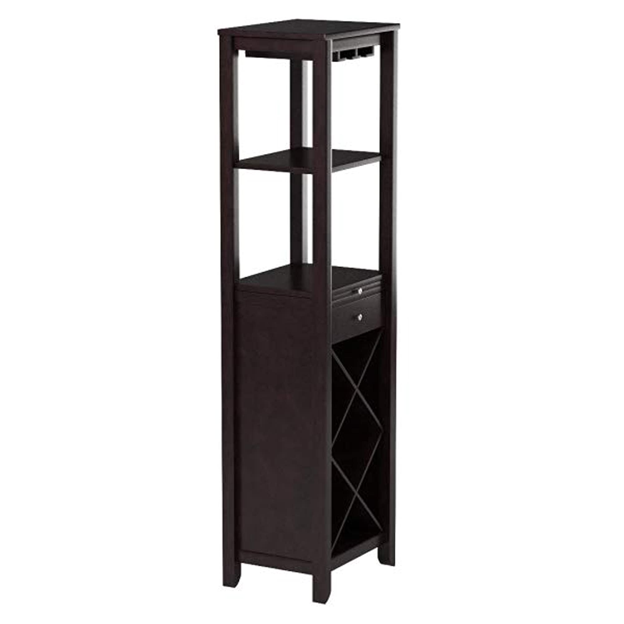 Acme Casey 1-Drawer Wine Cabinet with Glass Rack in Espresso