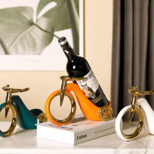 LIULIMI Bicycle Wine Shelf, Ceramics Wine Racks Holder Wine Cabinet for Home Living Room Porch Decoration Creative Gift (White)
