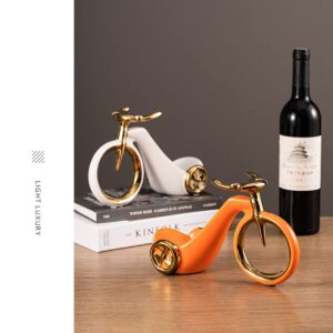 LIULIMI Bicycle Wine Shelf, Ceramics Wine Racks Holder Wine Cabinet for Home Living Room Porch Decoration Creative Gift (White)