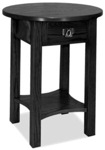 leick home 9056-sl mission one drawer anyplace round side table with shelf, slate 18 in x 18 in x 24 in