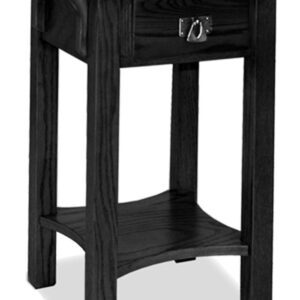 Leick Home 9056-SL Mission One Drawer Anyplace Round Side Table with Shelf, Slate 18 in x 18 in x 24 in