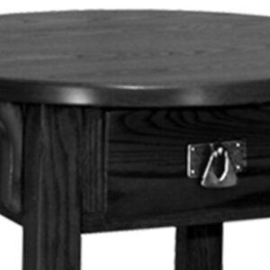 Leick Home 9056-SL Mission One Drawer Anyplace Round Side Table with Shelf, Slate 18 in x 18 in x 24 in