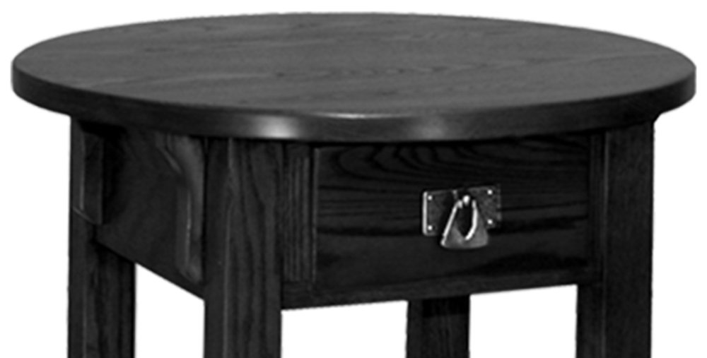 Leick Home 9056-SL Mission One Drawer Anyplace Round Side Table with Shelf, Slate 18 in x 18 in x 24 in