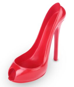 eboxer home high heel wine bottle holder 7.5 inch tall, stylish wine bottle holder shoe high heel shaped for bar home and decor, red