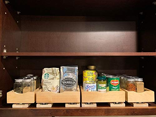 CabinetRTA Wood Pull Out Spice Rack Organizer for Cabinet – 9"(W) x 10"(D) x 3"(H) for Upper Kitchen Cabinets and Pantry Closet, for Spices, Sauces, Canned Food etc…