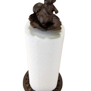 Squirrel in Leaf Paper Towel Holder Countertop Rustic Brown Cast Iron and Aluminum