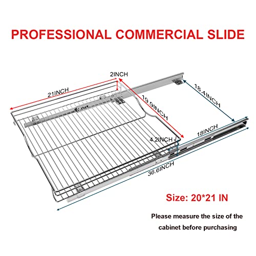 SITE Pull Out Cabinet Organizer 20" W x 21" D Heavy Duty Under Kitchen Cabinet Sliding Shelf, Requires At Least 22” Cabinet Opening, Chrome Finish