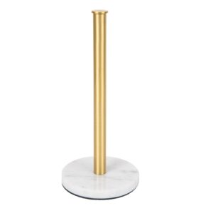 adedeo paper towel holder countertop, white marble base, gold stainless steel, free standing paper towels roll holder stand for kitchen counter, bathroom