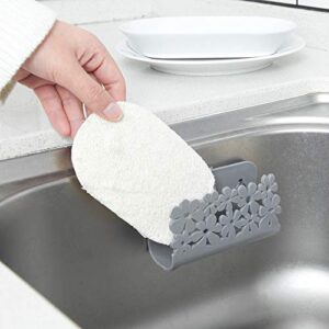 QTMY 2 Pack Sponge Holder, Kitchen Sink Storage Organizer, Sink Caddy Rust Proof, Water Proof & No Drilling,Gray and Beige