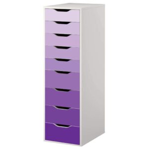 decals for alex drawers in purple ombre, self-adhesive decals, peel and stick furniture stickers/decals, removable furniture skin for the alex unit, furniture not included (for 9-drawer uni)
