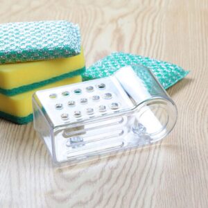 DOITOOL 2pcs Kitchen Sink Caddy Suction Cup Sponge Holder Plastic Sink Tray Soap Scrubber Brush Drying Rack Kitchen Draining Basket