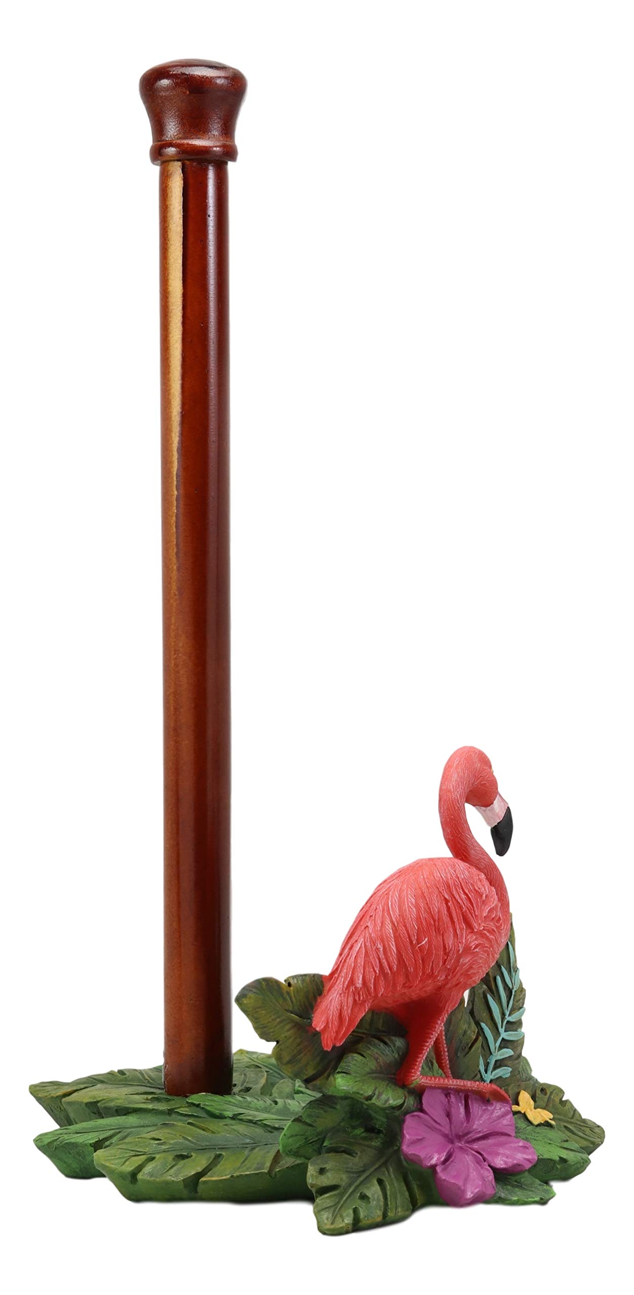 Ebros Gift Tropical Birds of Paradise Graceful Pink Flamingo Kitchen Dining Paper Towel Holder Dispenser 15" High Home Accent Western Decorative Figurine Dinner Table or Bar or Countertop Centerpiece