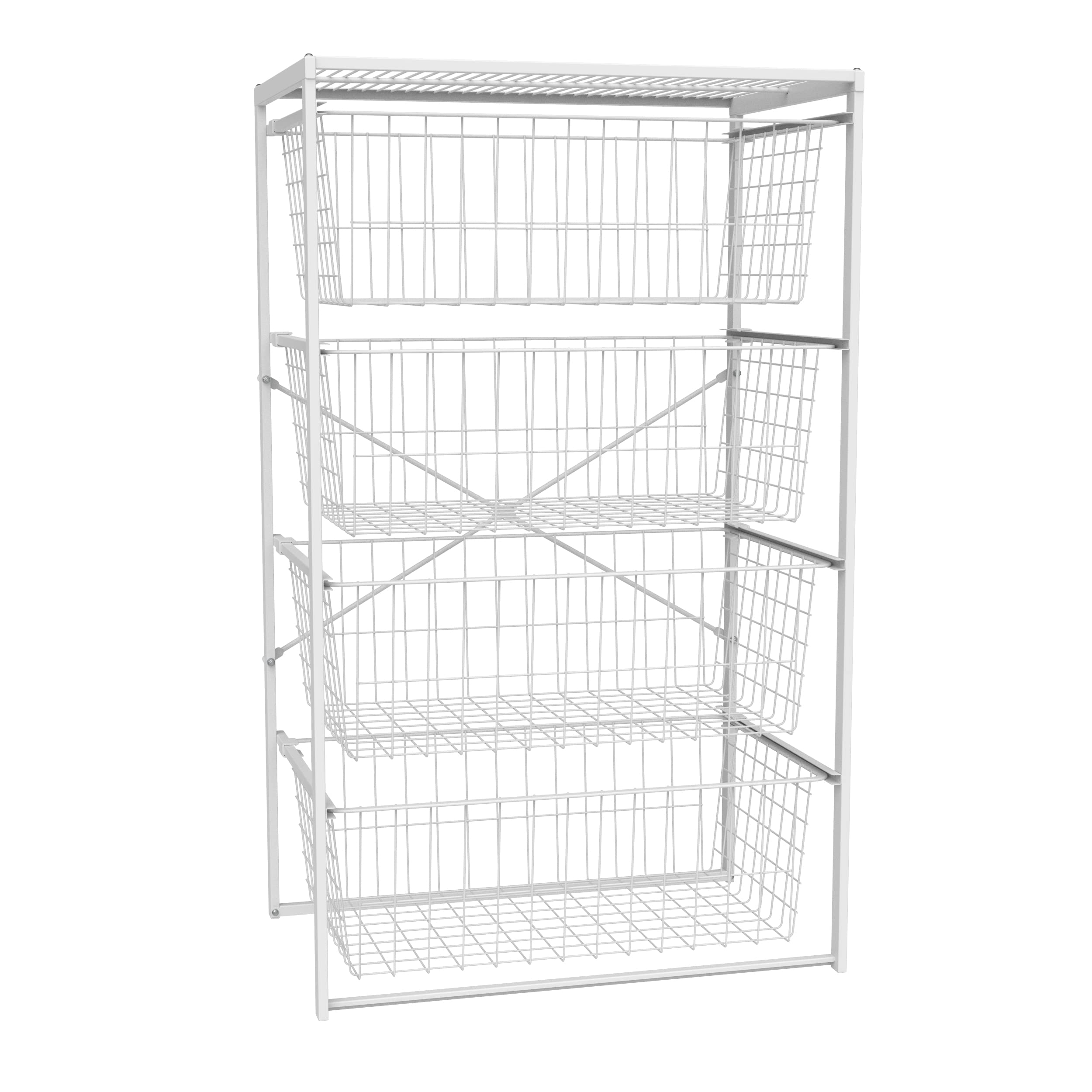 ClosetMaid Wire Basket 4 Drawer Organizer Unit with Shelf for Pantry, Closet, Clothes, Linens, Sturdy Steel, Easy Assembly, White