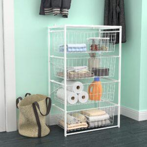 ClosetMaid Wire Basket 4 Drawer Organizer Unit with Shelf for Pantry, Closet, Clothes, Linens, Sturdy Steel, Easy Assembly, White