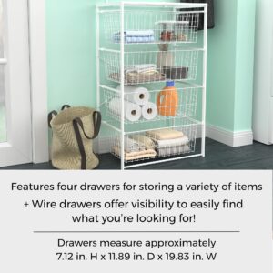 ClosetMaid Wire Basket 4 Drawer Organizer Unit with Shelf for Pantry, Closet, Clothes, Linens, Sturdy Steel, Easy Assembly, White