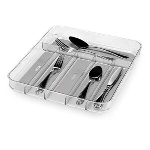 madesmart Silverware Tray - Large | Light Grey | Clear Soft Grip Collection | 6-compartment | Soft-grip Lining | Non-slip Feet | BPA-free