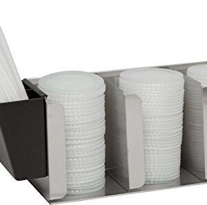 San Jamar Lid Organizer with Adjustable Dividers for Restaurants and Fast Food, Plastic, 14.5 Inches, Silver