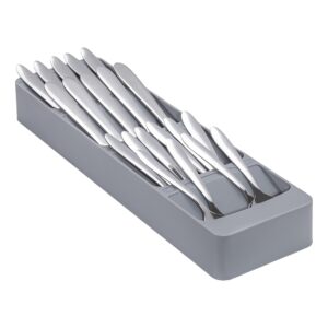 Kitchen Drawer Cutlery Organizer - Compact Space Saving Tray for Flatware and Silverware, Gray