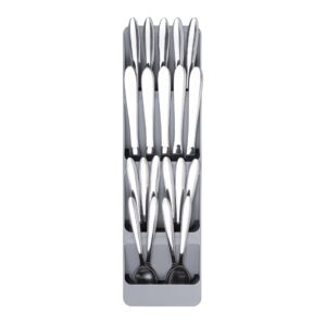 Kitchen Drawer Cutlery Organizer - Compact Space Saving Tray for Flatware and Silverware, Gray