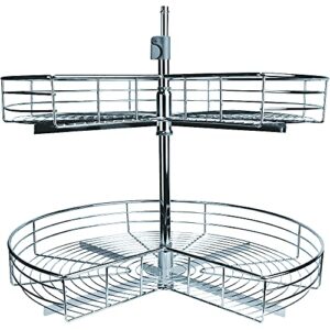 imex kidney shaped lazy susan - wire rotating corner organizer, turntable for cabinet, chrome (wire susan 28” kidney shape)