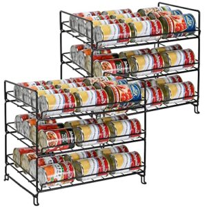 2 pack- sufauy can rack organizer, stackable can storage dispenser holds up to 72 cans for kitchen cabinet or pantry, bronze