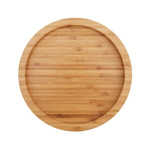 fasmov 10 inches diameter bamboo lazy susan turntable, spin thicken round wood tray rotating spice rack for kitchen pantry countertop table