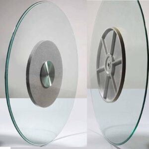 lazy susan tempered glass heavy duty turntable round dining table swivel large tabletop serving plate transparent rotating tray with silent bearing centerpieces ( battery *1 : Ø 60cm/24in )