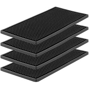 rubber service bar mat, anti-slip12" x 6" rubber bar spill mat, 4 pcs premium pvc pad for kitchen, restaurant, countertop, hotel, beverages(4pcs)