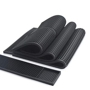 Rubber Service Bar Mat, Anti-slip12" x 6" Rubber Bar Spill Mat, 4 Pcs Premium PVC Pad for Kitchen, Restaurant, Countertop, Hotel, Beverages(4Pcs)