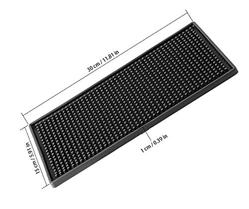 Rubber Service Bar Mat, Anti-slip12" x 6" Rubber Bar Spill Mat, 4 Pcs Premium PVC Pad for Kitchen, Restaurant, Countertop, Hotel, Beverages(4Pcs)