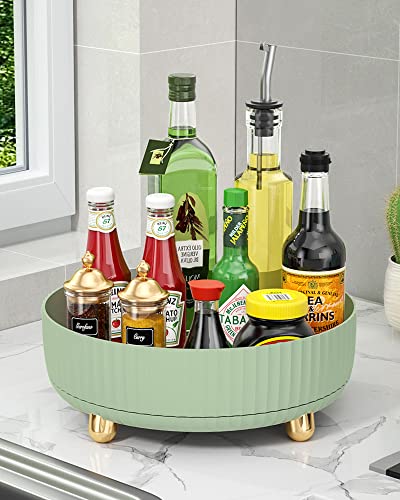 Lolocor 11" Lazy Susan Turntable Spice Rack Organizer - 360° Rotatable Kitchen Cabinet Decorative Trays for Fruit Snacks Organizer for Cupboard Pantry Vanity Bathroom Table Light Green