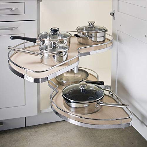 Lemans II Set 2-Shelf Lazy Susan with Soft-Close for Blind Base Corner Cabinets (1057 sq. Model 60, Tray Size: 21", Swings Left)