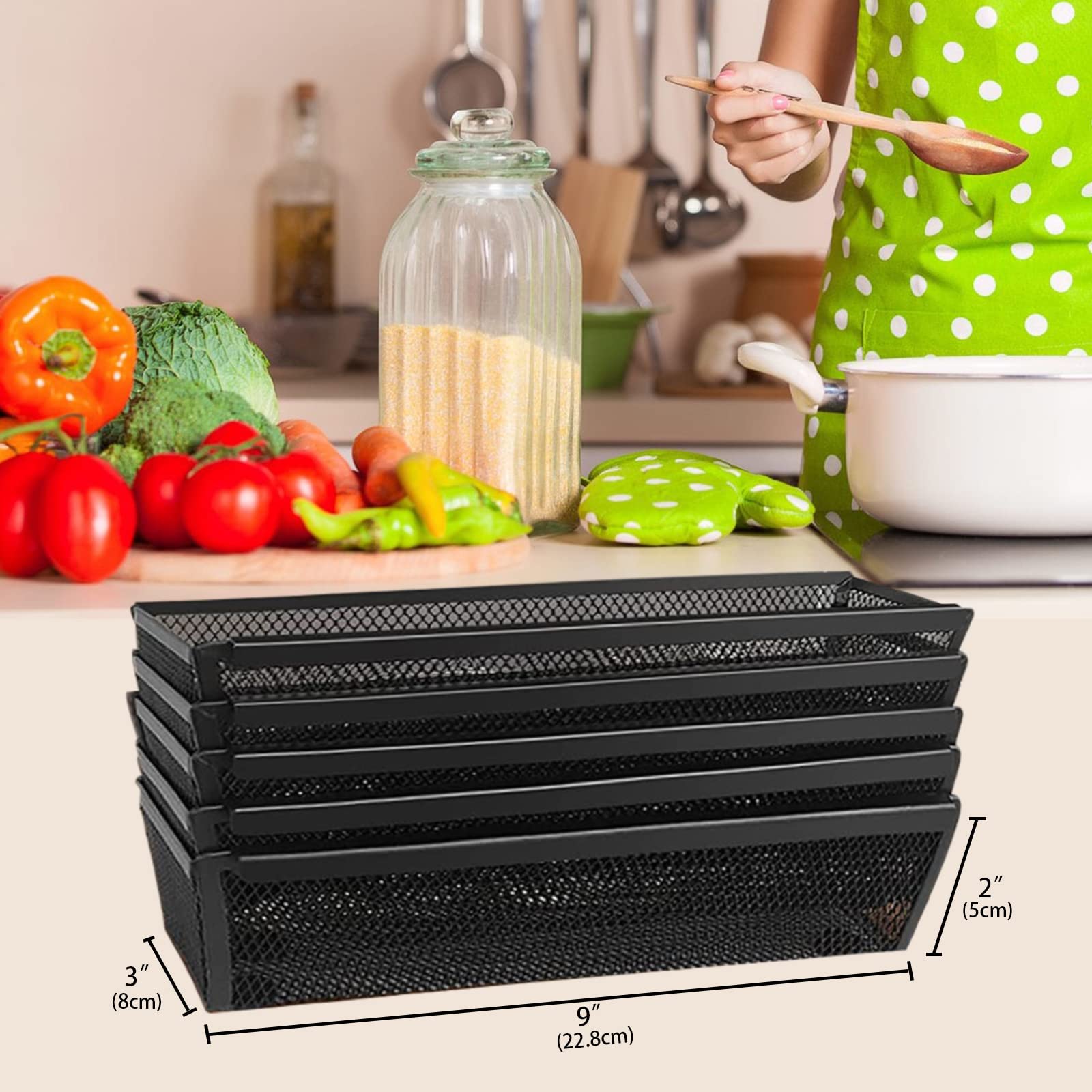 Fodofodo 2PCS Drawer Organizer,Drawer Organizer for Kitchen,Utensil Mesh Drawer Organizer with Interlocking Arm for Cosmetic,Flatware,Pen (9 * 3 * 2 Inches,Black)