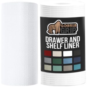 gorilla grip smooth drawer liner and ribbed drawer liner, smooth liner size 12x20 in white, easy clean and trim, ribbed liner size 17.5x20 in clear, desk storage, 2 item bundle