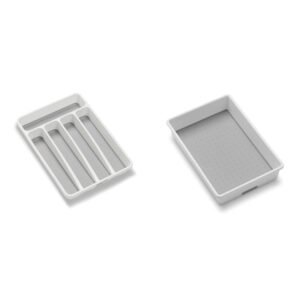madesmart classic mini silverware tray - white & classic 9.75" x 6.75" bin - white | classic collection | soft-grip lining and non-slip rubber feet | bpa-free