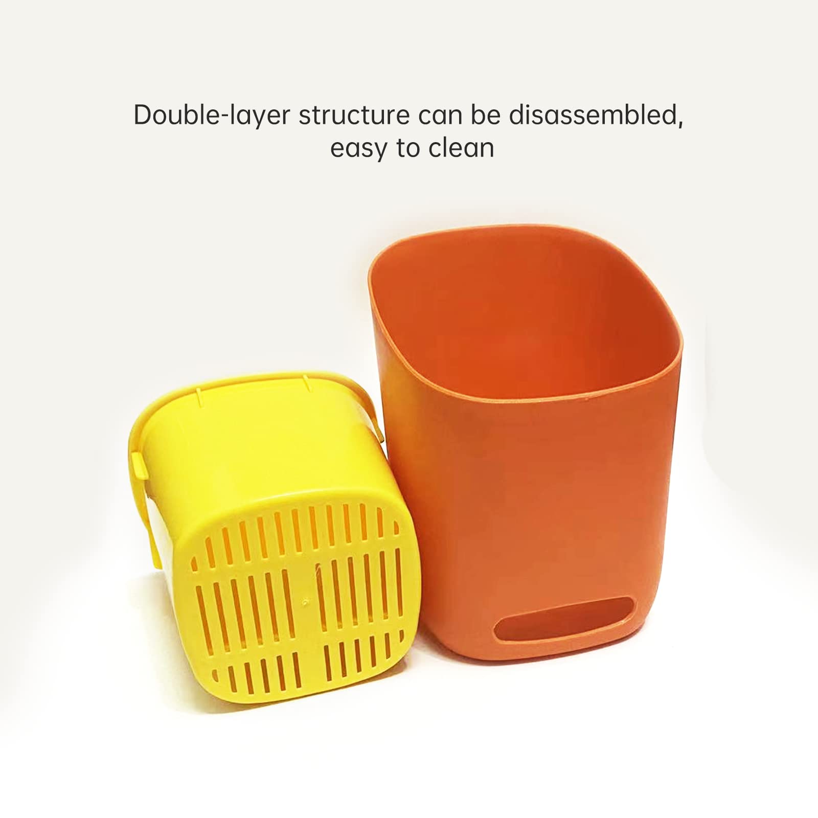 KOUROU Detachable Utensil Holder Utensil Drying Rack Utensil Drainer for Countertop 3 Divided Holder Drying Utensil CrockSink Countertop Flatware Organizer for Spoons, Forks, Knives (Orange)