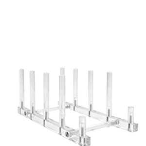 THB Products Clear Upright Modern Dinnerware Plate Place Setting 4 to 5 or More Plate Display Stand (Item #072120), 9 ½ inches L x 4 ½ inches W x 4 inches H