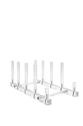 THB Products Clear Upright Modern Dinnerware Plate Place Setting 4 to 5 or More Plate Display Stand (Item #072120), 9 ½ inches L x 4 ½ inches W x 4 inches H